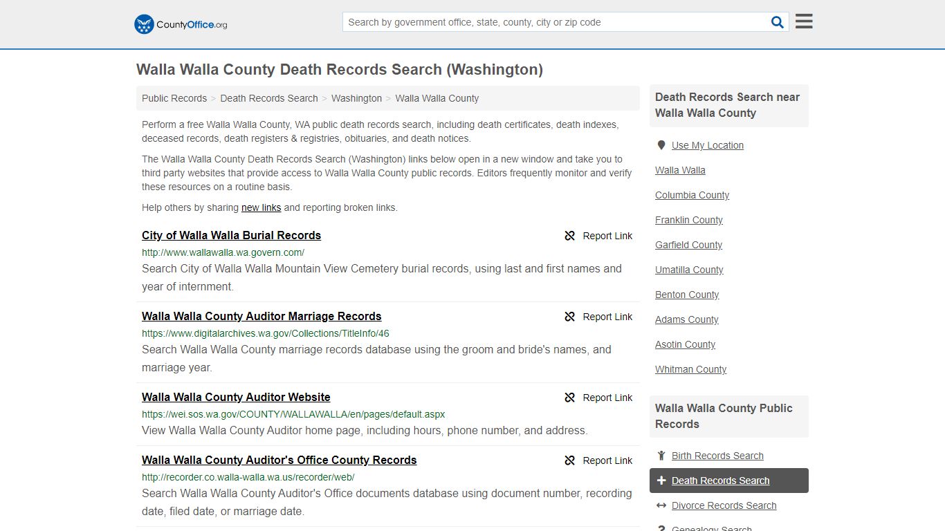 Death Records Search - Walla Walla County, WA (Death ...