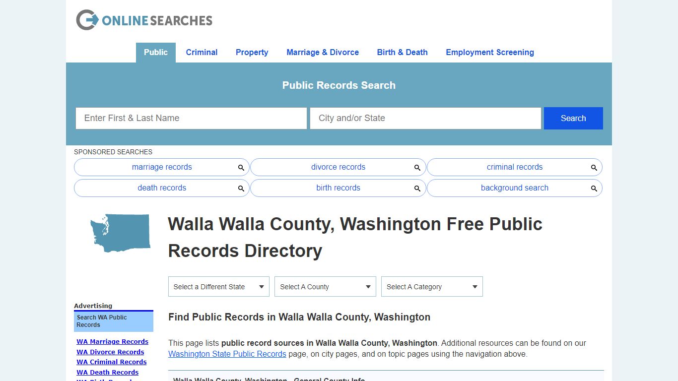 Walla Walla County, Washington Public Records Directory