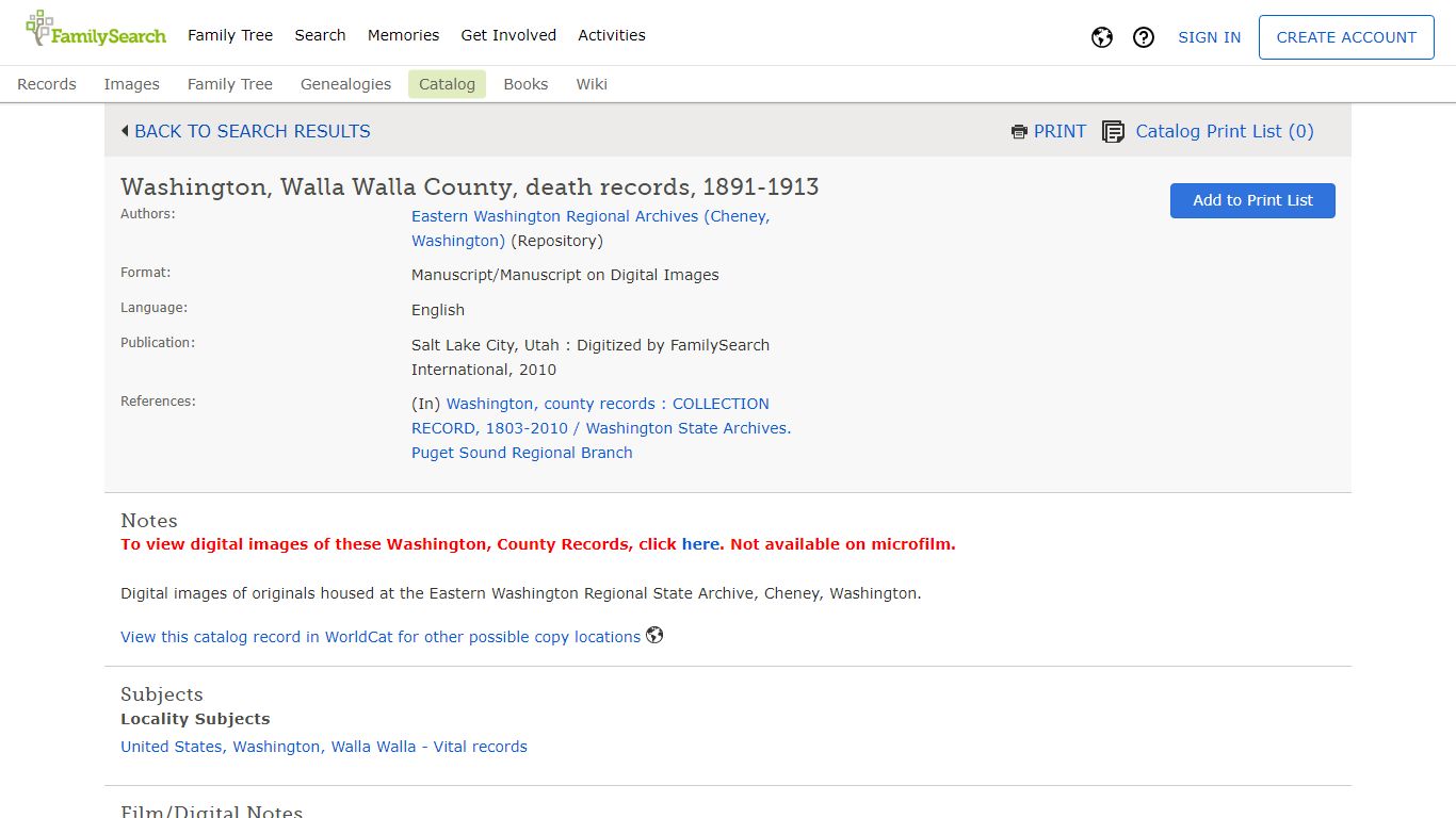 Washington, Walla Walla County, death records, 1891-1913